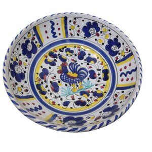 Dipinto A Mano Italian Pottery 10" Rooster Vegetable Serving Bowl Vtg Painted